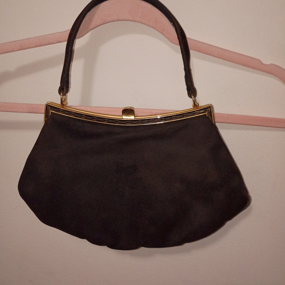Sophisticated Dark Brown Clutch with Gold Accents